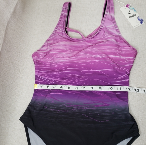 Upopby Swimsuit One Piece Purple Gradient Crisscross Back Size Small NWT - Picture 9 of 13